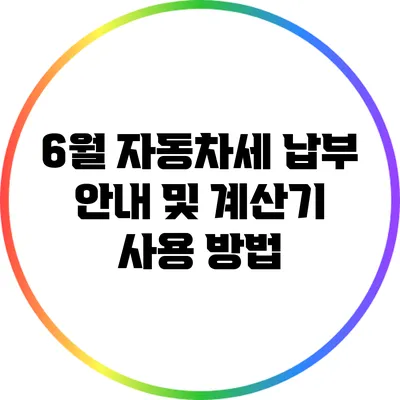 6월 자동차세 납부 안내 및 계산기 사용 방법