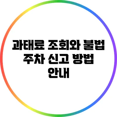 과태료 조회와 불법 주차 신고 방법 안내