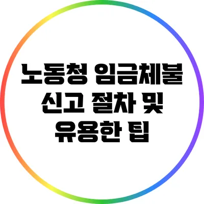 노동청 임금체불 신고 절차 및 유용한 팁