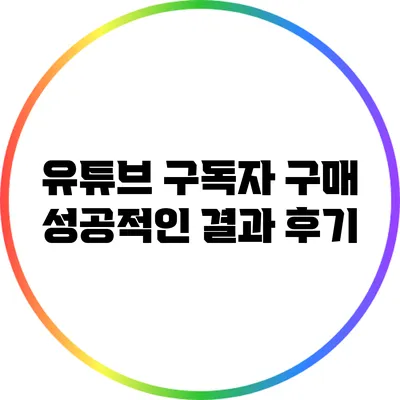 유튜브 구독자 구매 성공적인 결과 후기