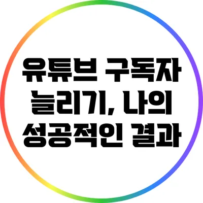 유튜브 구독자 늘리기, 나의 성공적인 결과