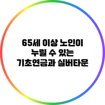 65세 이상 노인이 누릴 수 있는 기초연금과 실버타운