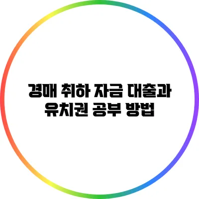 경매 취하 자금 대출과 유치권 공부 방법