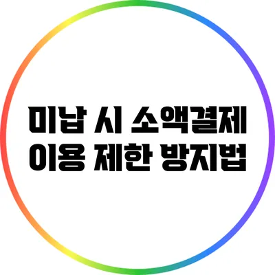 미납 시 소액결제 이용 제한 방지법