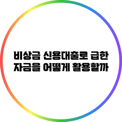 비상금 신용대출로 급한 자금을 어떻게 활용할까?