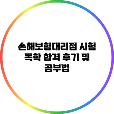 손해보험대리점 시험 독학 합격 후기 및 공부법