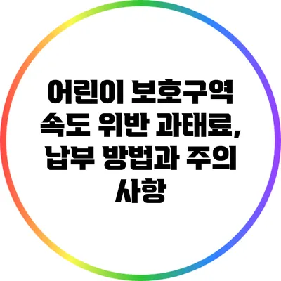 어린이 보호구역 속도 위반 과태료, 납부 방법과 주의 사항