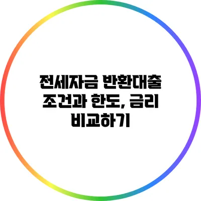 전세자금 반환대출: 조건과 한도, 금리 비교하기