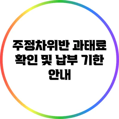 주정차위반 과태료 확인 및 납부 기한 안내