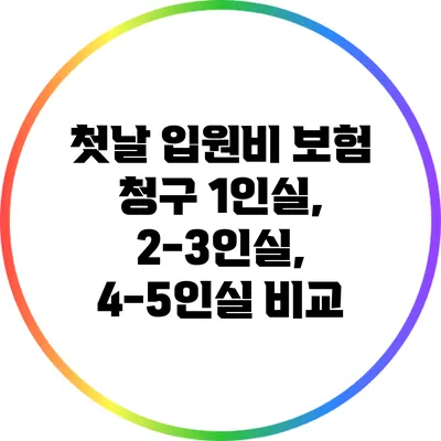 첫날 입원비 보험 청구: 1인실, 2-3인실, 4-5인실 비교