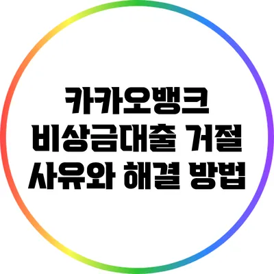 카카오뱅크 비상금대출 거절 사유와 해결 방법