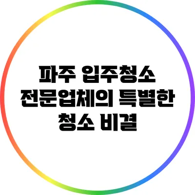 파주 입주청소 전문업체의 특별한 청소 비결