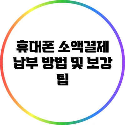 휴대폰 소액결제 납부 방법 및 보강 팁