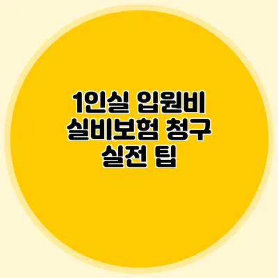 1인실 입원비 실비보험 청구 실전 팁