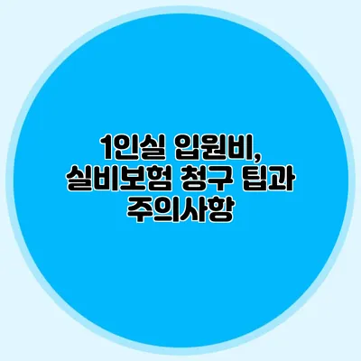 1인실 입원비, 실비보험 청구 팁과 주의사항