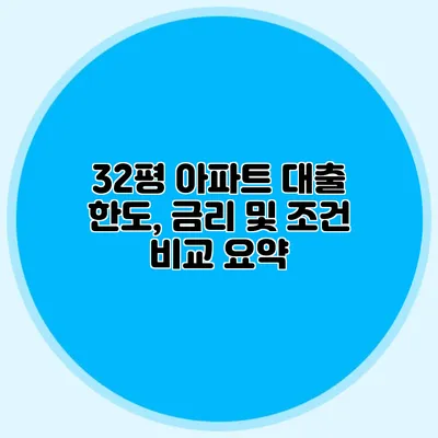 32평 아파트 대출 한도, 금리 및 조건 비교 요약
