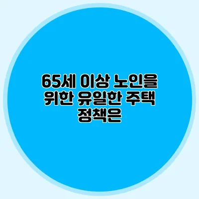 65세 이상 노인을 위한 유일한 주택 정책은?