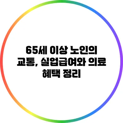 65세 이상 노인의 교통, 실업급여와 의료 혜택 정리