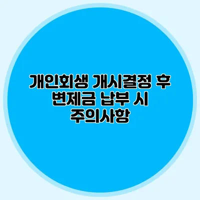 개인회생 개시결정 후 변제금 납부 시 주의사항