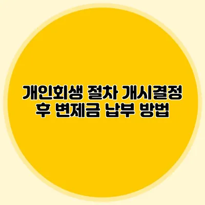 개인회생 절차: 개시결정 후 변제금 납부 방법