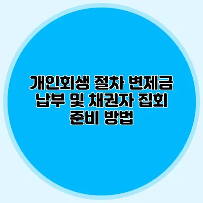 개인회생 절차: 변제금 납부 및 채권자 집회 준비 방법