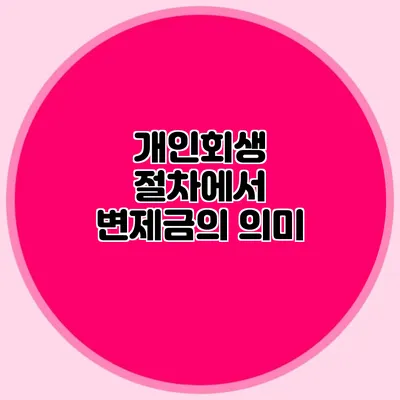 개인회생 절차에서 변제금의 의미