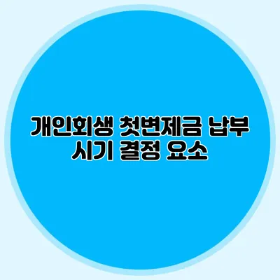 개인회생 첫변제금 납부 시기 결정 요소