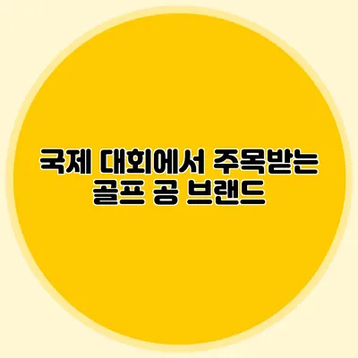 국제 대회에서 주목받는 골프 공 브랜드