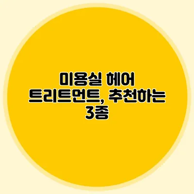 미용실 헤어 트리트먼트, 추천하는 3종