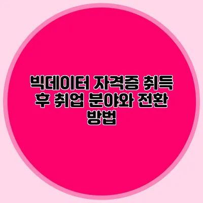 빅데이터 자격증 취득 후 취업 분야와 전환 방법