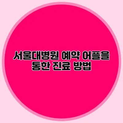 서울대병원 예약 어플을 통한 진료 방법