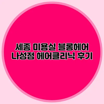 세종 미용실 블롱헤어 나성점 헤어클리닉 후기