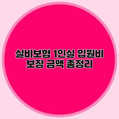 실비보험 1인실 입원비 보장 금액 총정리