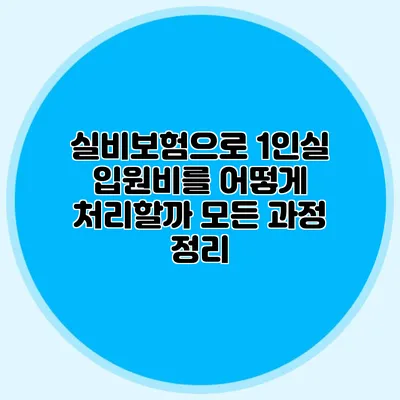 실비보험으로 1인실 입원비를 어떻게 처리할까? 모든 과정 정리