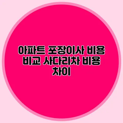 아파트 포장이사 비용 비교: 사다리차 비용 차이