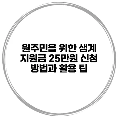 원주민을 위한 생계 지원금 25만원 신청 방법과 활용 팁