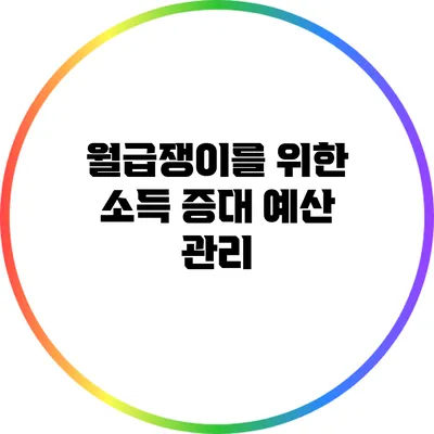 월급쟁이를 위한 소득 증대 예산 관리