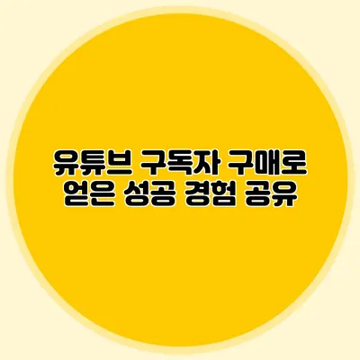 유튜브 구독자 구매로 얻은 성공 경험 공유