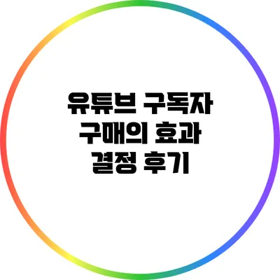 유튜브 구독자 구매의 효과: 결정 후기