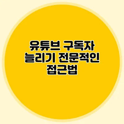 유튜브 구독자 늘리기 전문적인 접근법