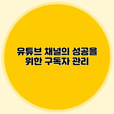 유튜브 채널의 성공을 위한 구독자 관리