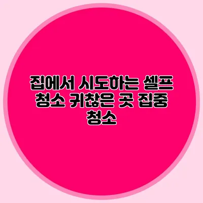 집에서 시도하는 셀프 청소: 귀찮은 곳 집중 청소