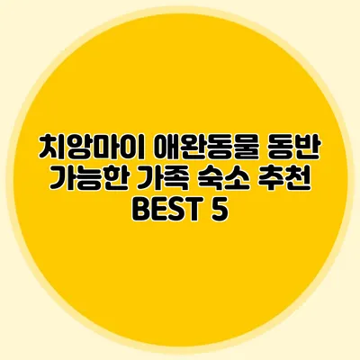 치앙마이 애완동물 동반 가능한 가족 숙소 추천 BEST 5