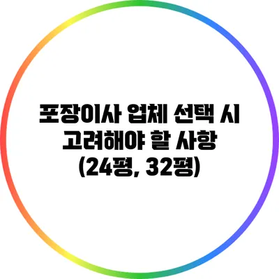 포장이사 업체 선택 시 고려해야 할 사항 (24평, 32평)