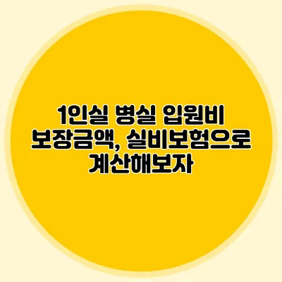 1인실 병실 입원비 보장금액, 실비보험으로 계산해보자