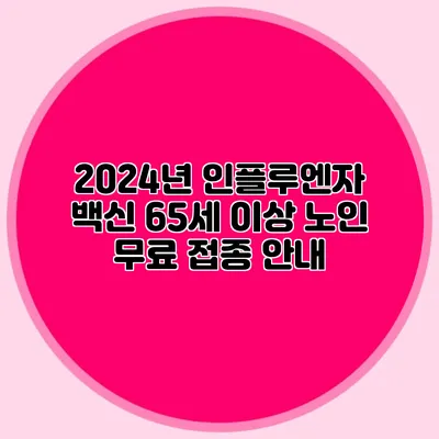 2024년 인플루엔자 백신: 65세 이상 노인 무료 접종 안내