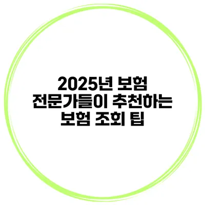 2025년 보험 전문가들이 추천하는 보험 조회 팁