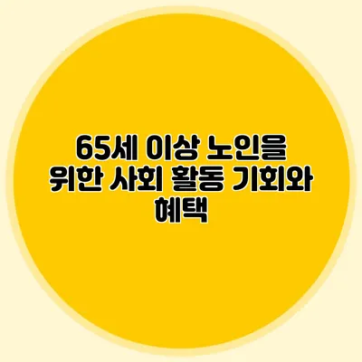 65세 이상 노인을 위한 사회 활동 기회와 혜택