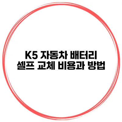 K5 자동차 배터리 셀프 교체 비용과 방법