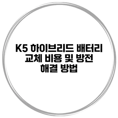K5 하이브리드 배터리 교체 비용 및 방전 해결 방법